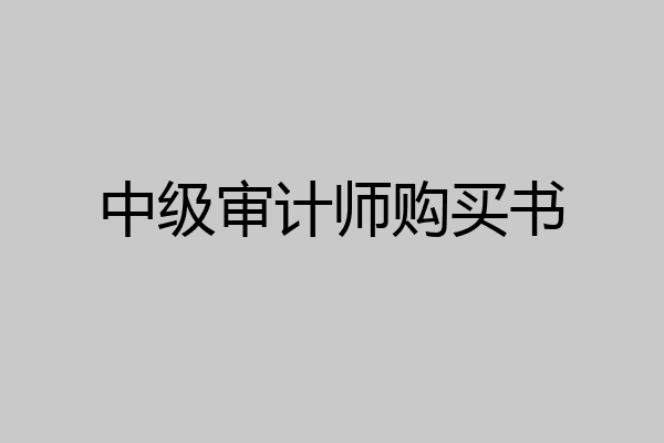 中级审计师购买书