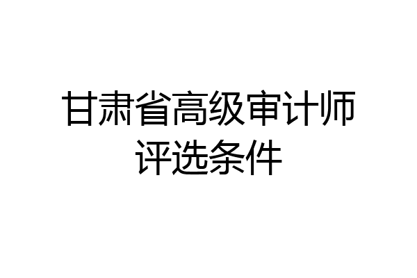 甘肃省高级审计师评选条件