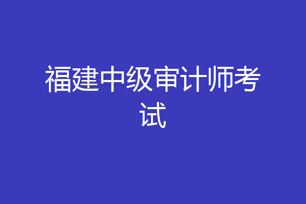福建中级审计师考试