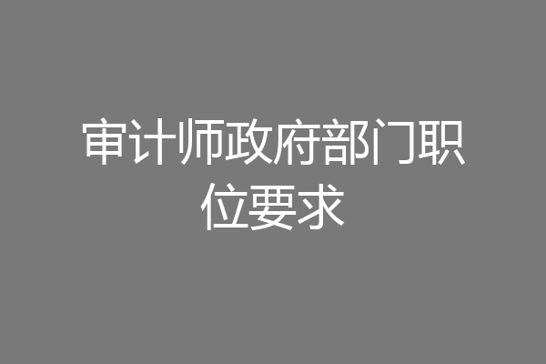 审计师政府部门职位要求