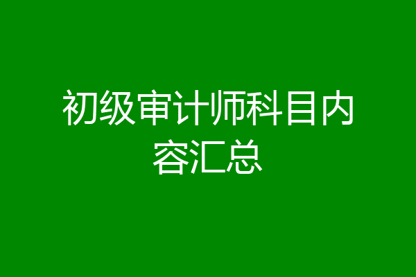 初级审计师科目内容汇总
