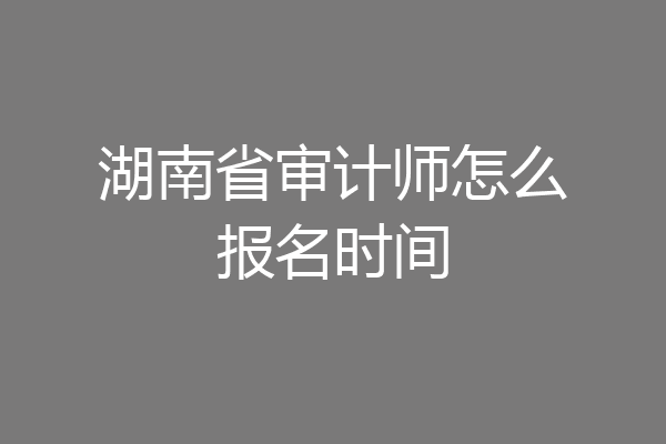 湖南省审计师怎么报名时间