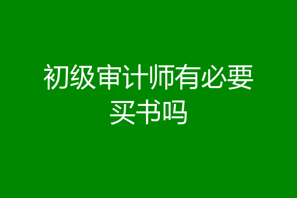 初级审计师有必要买书吗