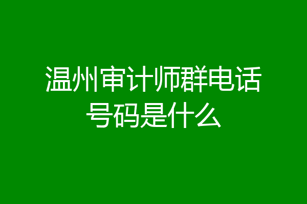 温州审计师群电话号码是什么