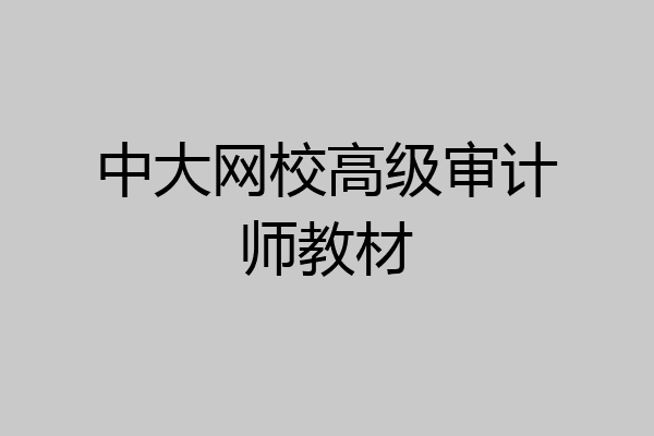 中大网校高级审计师教材