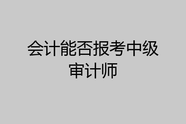 会计能否报考中级审计师