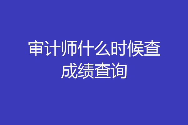 审计师什么时候查成绩查询