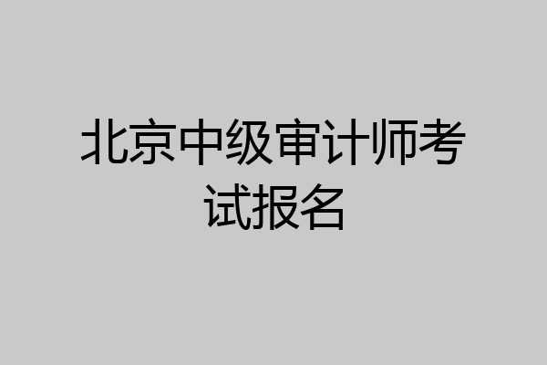 北京中级审计师考试报名