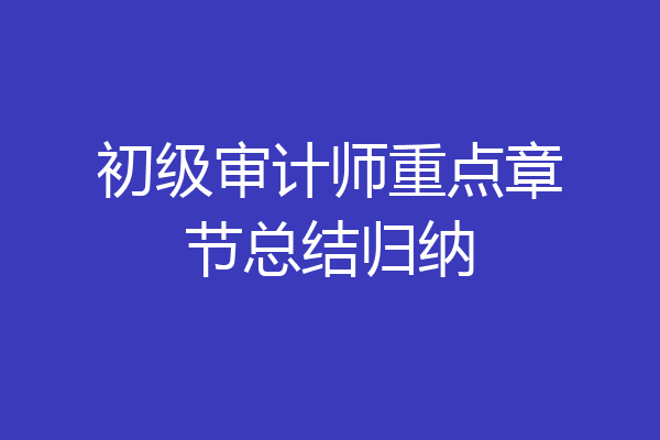 初级审计师重点章节总结归纳