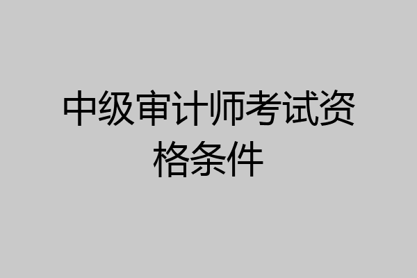 中级审计师考试资格条件