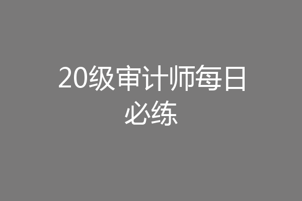 20级审计师每日必练