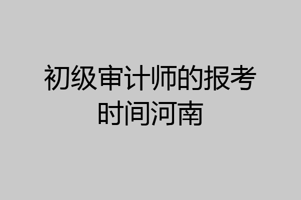 初级审计师的报考时间河南