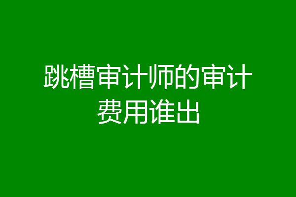 跳槽审计师的审计费用谁出