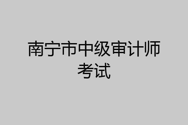 南宁市中级审计师考试