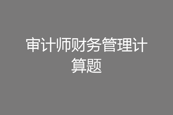 审计师财务管理计算题