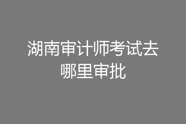 湖南审计师考试去哪里审批