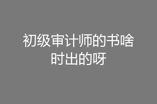 初级审计师的书啥时出的呀