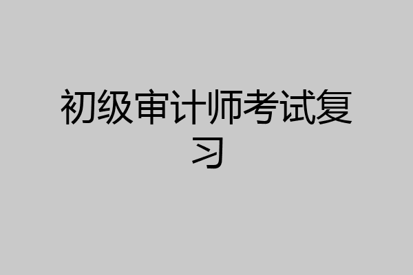 初级审计师考试复习