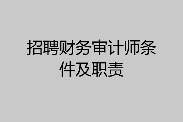 招聘财务审计师条件及职责