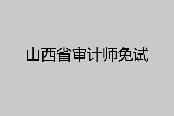 山西省审计师免试