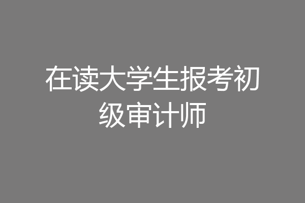 在读大学生报考初级审计师