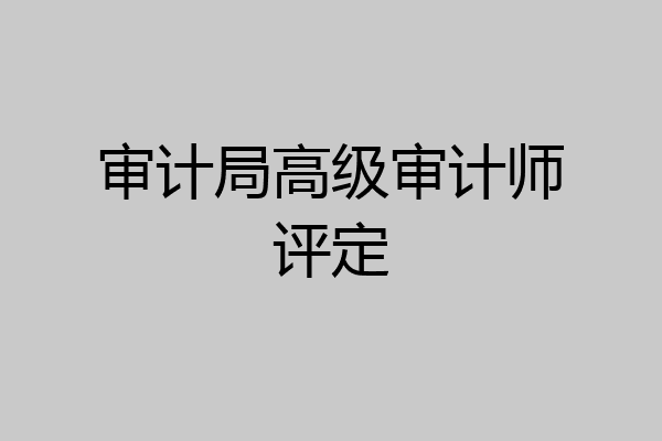 审计局高级审计师评定