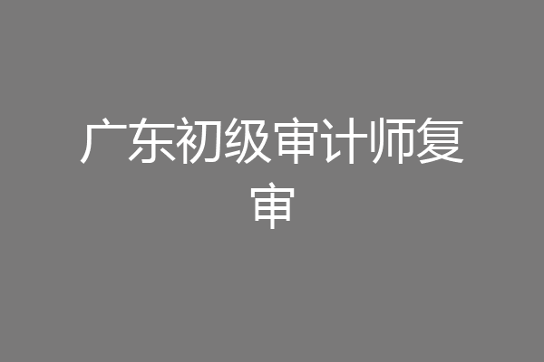 广东初级审计师复审