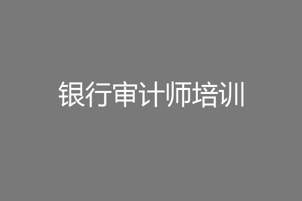 银行审计师培训