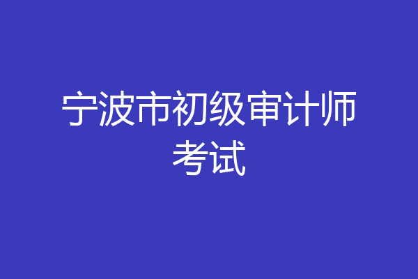 宁波市初级审计师考试