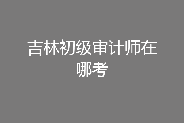吉林初级审计师在哪考
