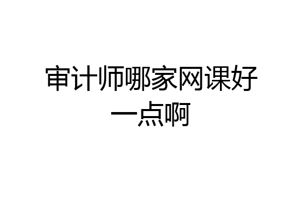 审计师哪家网课好一点啊