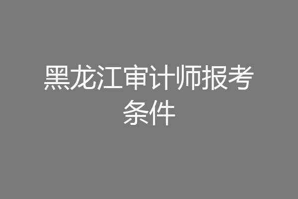 黑龙江审计师报考条件