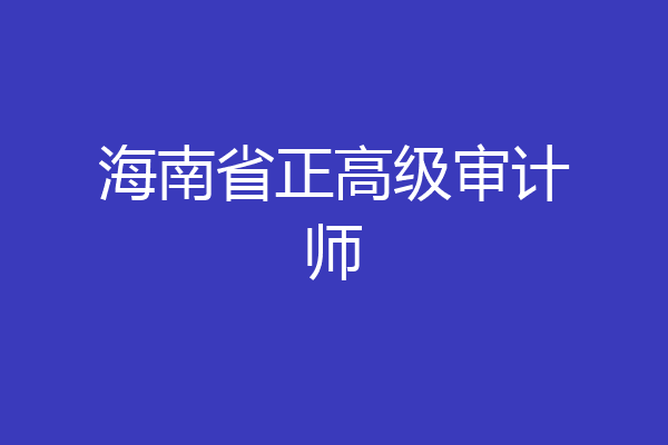 海南省正高级审计师
