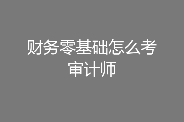 财务零基础怎么考审计师