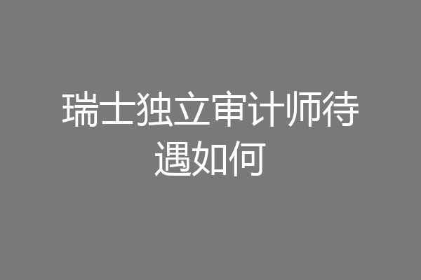 瑞士独立审计师待遇如何
