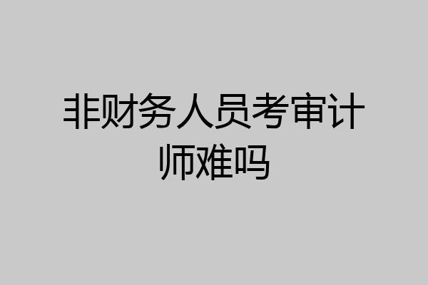 非财务人员考审计师难吗