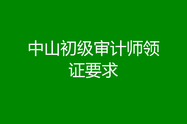 中山初级审计师领证要求