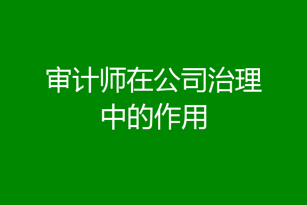 审计师在公司治理中的作用