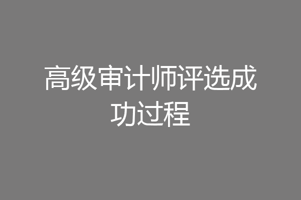 高级审计师评选成功过程
