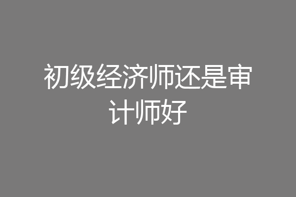 初级经济师还是审计师好