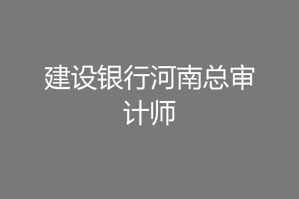 建设银行河南总审计师