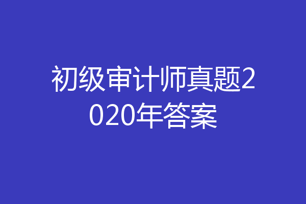 初级审计师真题2020年答案