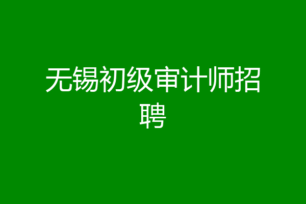 无锡初级审计师招聘