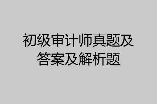 初级审计师真题及答案及解析题