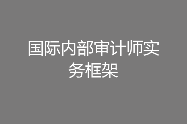 国际内部审计师实务框架