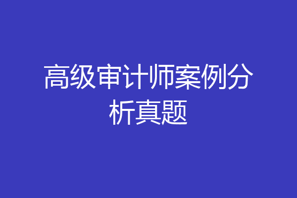 高级审计师案例分析真题