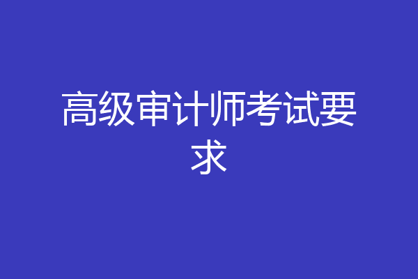 高级审计师考试要求
