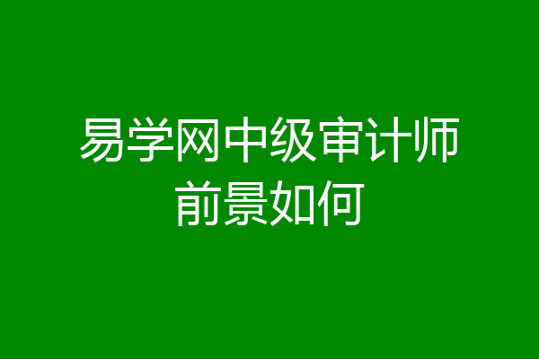 易学网中级审计师前景如何