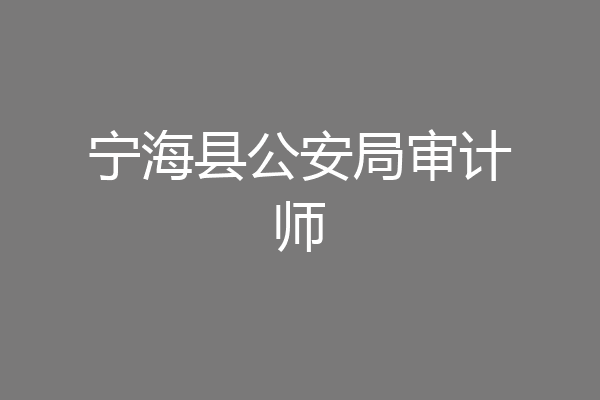 宁海县公安局审计师