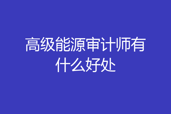 高级能源审计师有什么好处